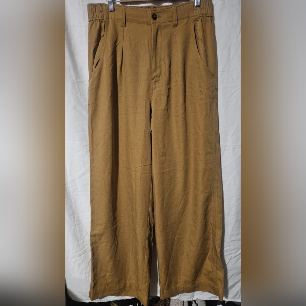 Madewell Pants Womens 12 Brown Wide Leg High Rise Linen